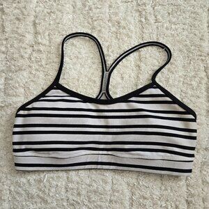 Lululemon Black & White Stripe Y Back Sports Bra